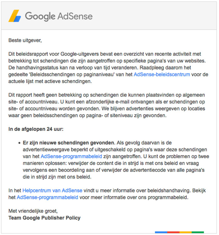 einde Google Adsence account