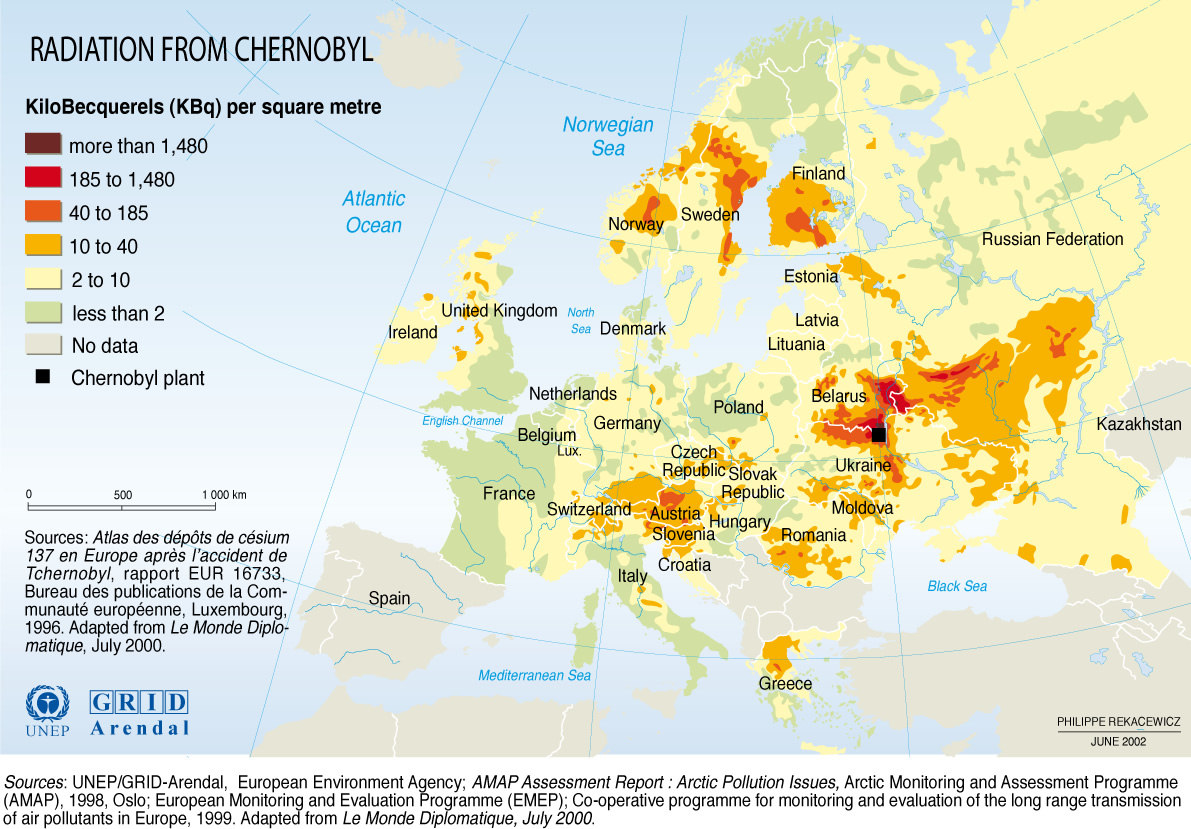 tsjernobyl besmette gebieden 10 jaar na de ramp in heel Europa