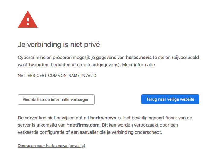 Je verbinding is niet prive